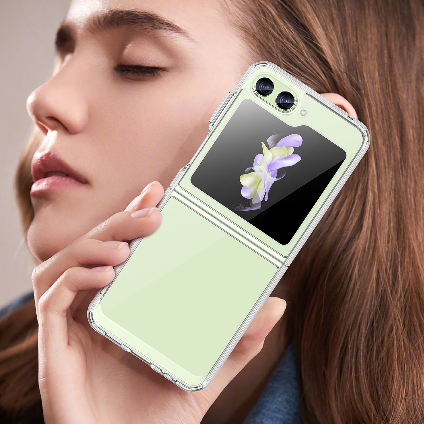 Uniqkart for Samsung Galaxy Z Flip5 5G Mobile Phone Back Cover Clear Protective Shockproof TPU+Acrylic Case - Transparent