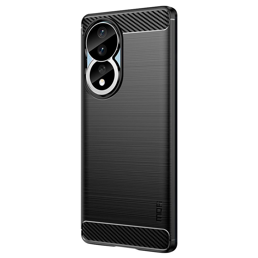 Uniqkart TPU Series-1 for Honor 90 Carbon Fiber Soft TPU Case Anti-scratch Brushed Phone Cover - Black