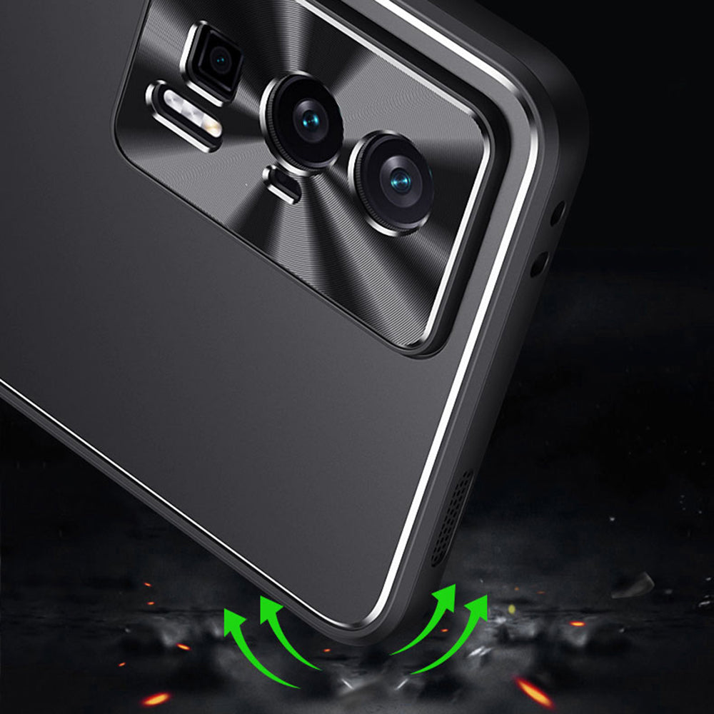 Uniqkart for Xiaomi Redmi K60 5G / K60 Pro 5G / Poco F5 Pro 5G Aluminium Alloy+TPU Phone Case Anti-fall Shell - Gold