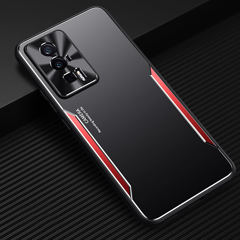 Uniqkart for Xiaomi Redmi K60 5G / K60 Pro 5G / Poco F5 Pro 5G Aluminium Alloy+TPU Phone Case Anti-fall Shell - Red