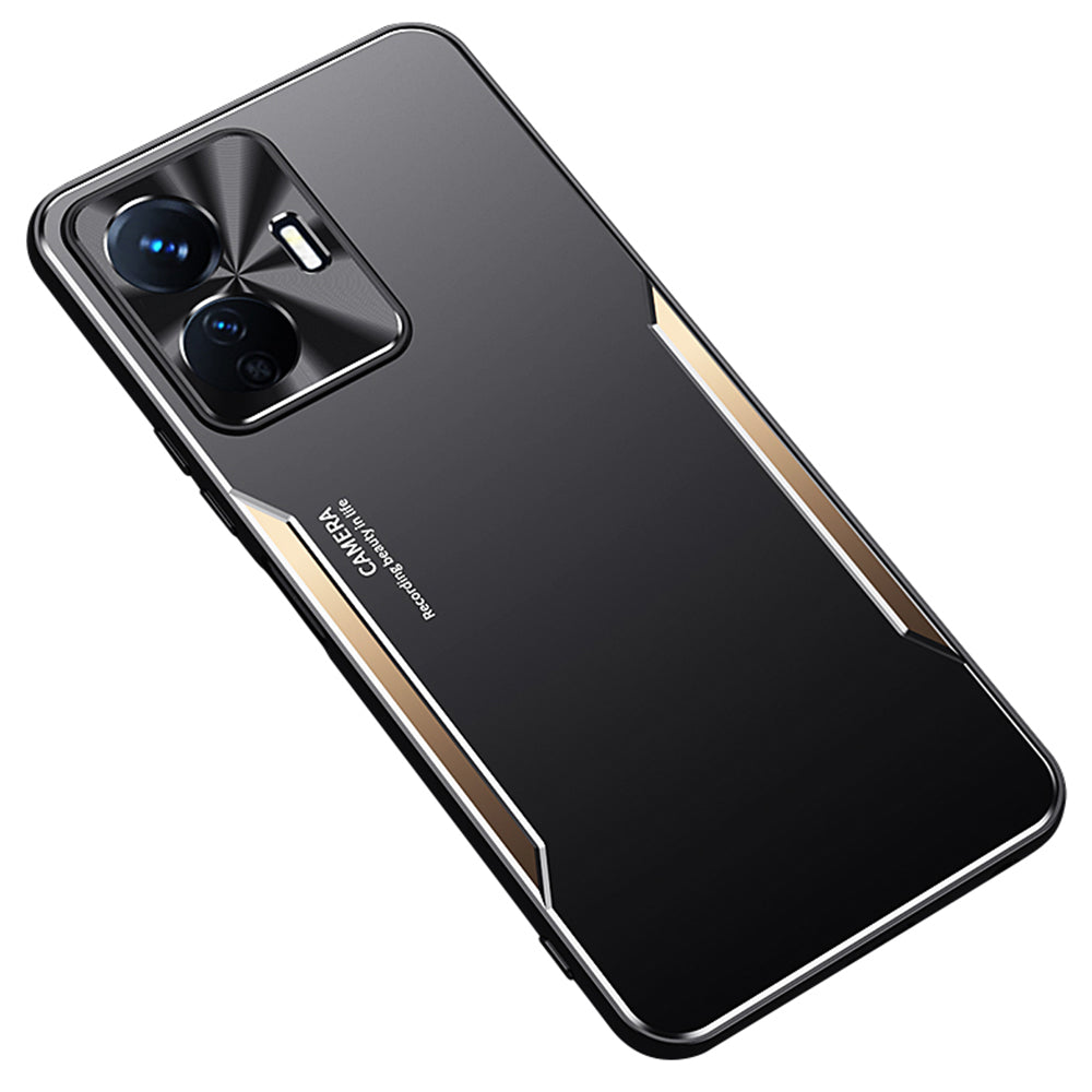 Uniqkart for vivo Y77e 5G Aluminium Alloy+TPU Phone Case Anti-drop Mobile Phone Shell - Gold