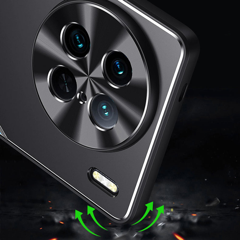 Uniqkart for vivo X90 Pro 5G TPU+Aluminium Alloy Shockproof Case Kickstand Phone Cover - Gold