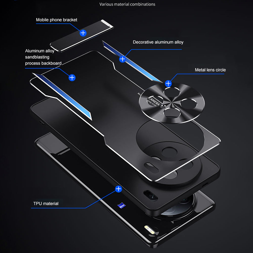 Uniqkart for vivo X90 Pro 5G TPU+Aluminium Alloy Shockproof Case Kickstand Phone Cover - Gold