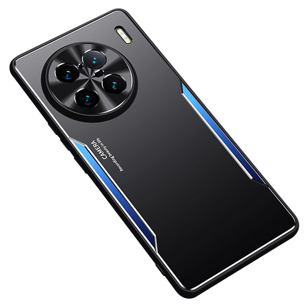 Mobile Phone Case for vivo X90 Pro+ 5G Aluminium Alloy+TPU Back Protector Shell - Blue