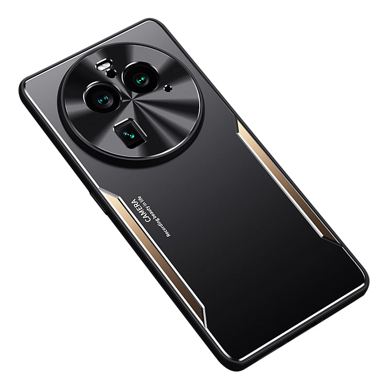 Uniqkart for Oppo Find X6 Pro Phone Case Aluminum Alloy + TPU Slim Case Protective Anti-Drop Phone Cover - Gold