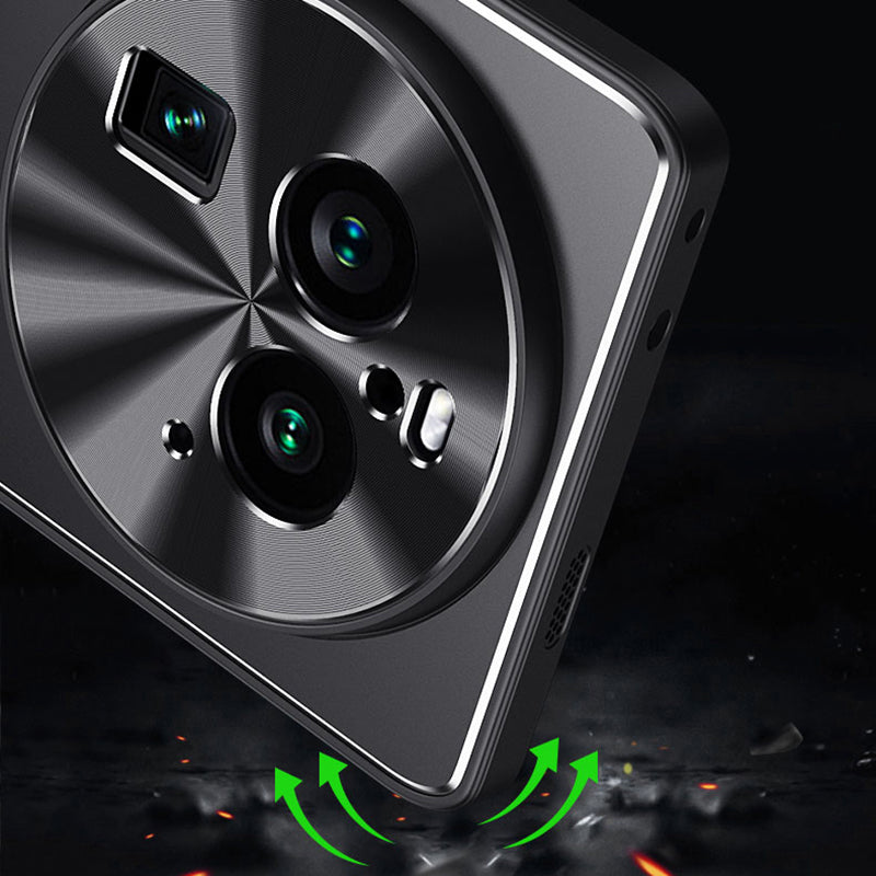 Uniqkart for Oppo Find X6 Pro Phone Case Aluminum Alloy + TPU Slim Case Protective Anti-Drop Phone Cover - Gold