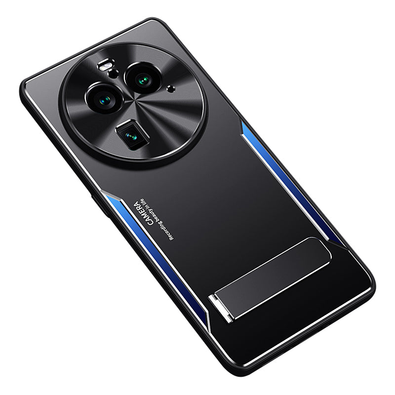 Uniqkart for Oppo Find X6 Pro Kickstand Phone Case TPU + Aluminum Alloy Anti-Fall Phone Cover - Blue