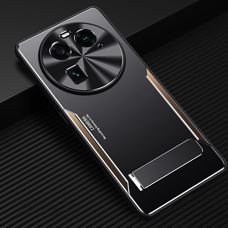 Shockproof Case for Oppo Find X6 Aluminum Alloy + TPU Slim Phone Case Anti-Drop Phone Cover - Gold