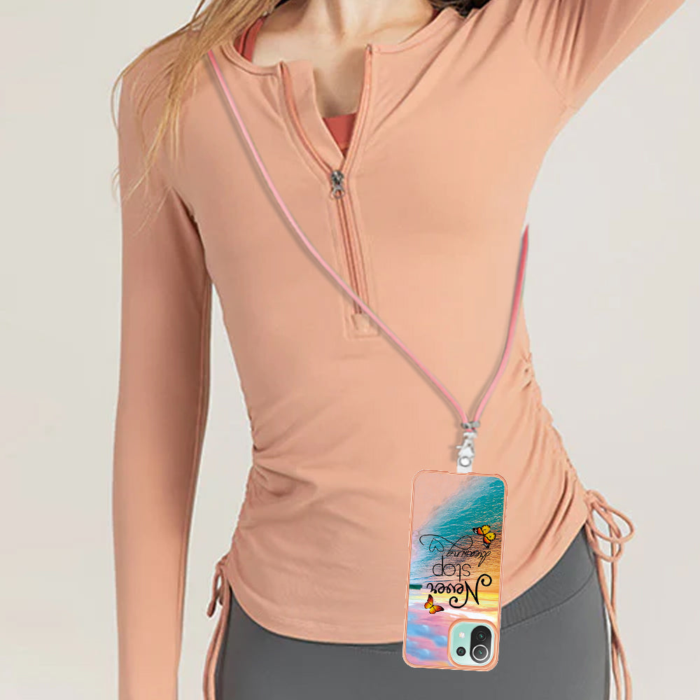 YB IMD Series-4 Electroplating Edge Phone Case for Xiaomi Mi 11 Lite 4G / 5G / 11 Lite 5G NE , Marble Flower Pattern TPU Cover with Lanyard - Never Stop Dreaming