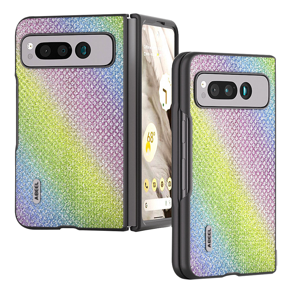 Uniqkart for Google Pixel Fold PU Leather+PC Slim Cover Rhinestone Texture Phone Case - Multi-color