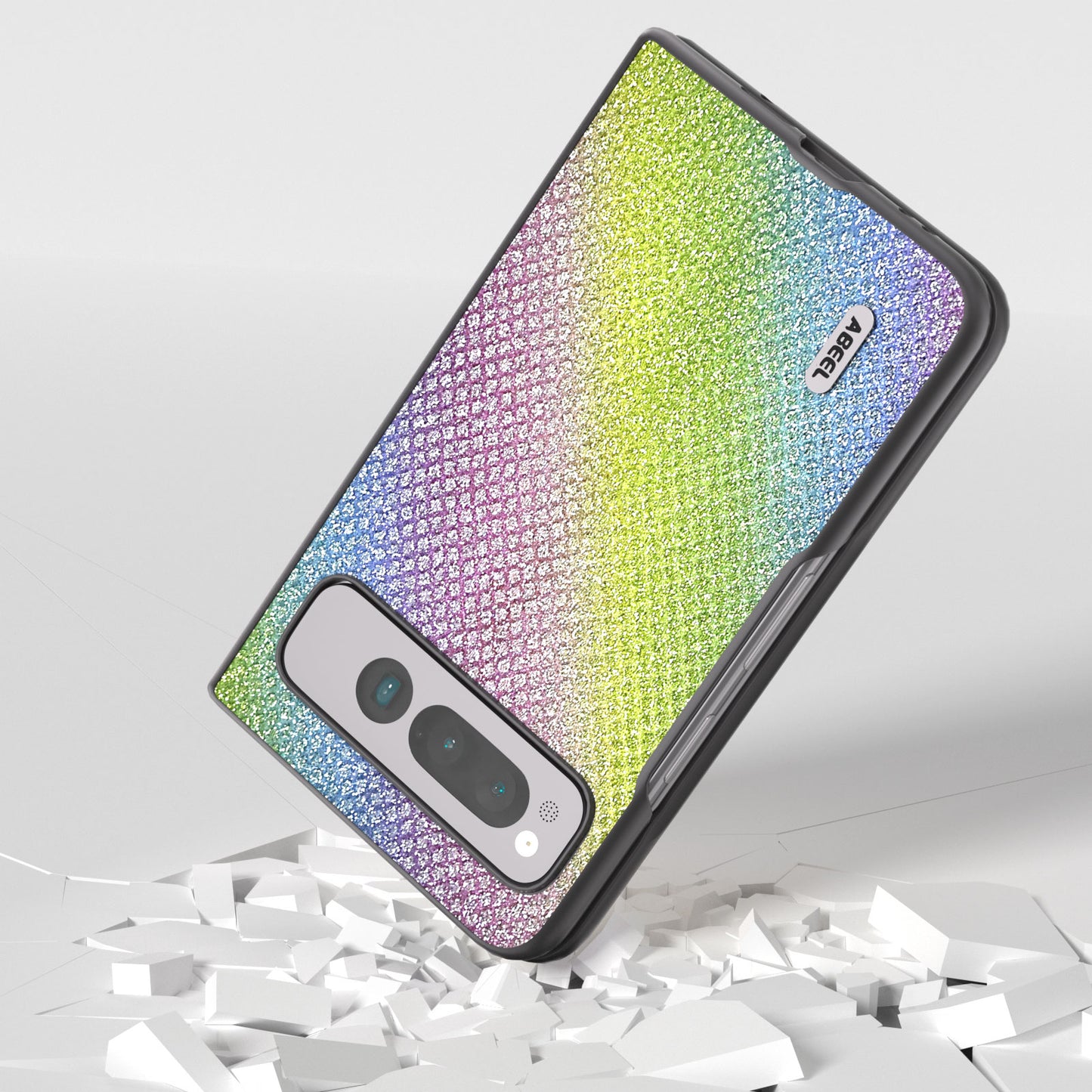 Uniqkart for Google Pixel Fold PU Leather+PC Slim Cover Rhinestone Texture Phone Case - Multi-color