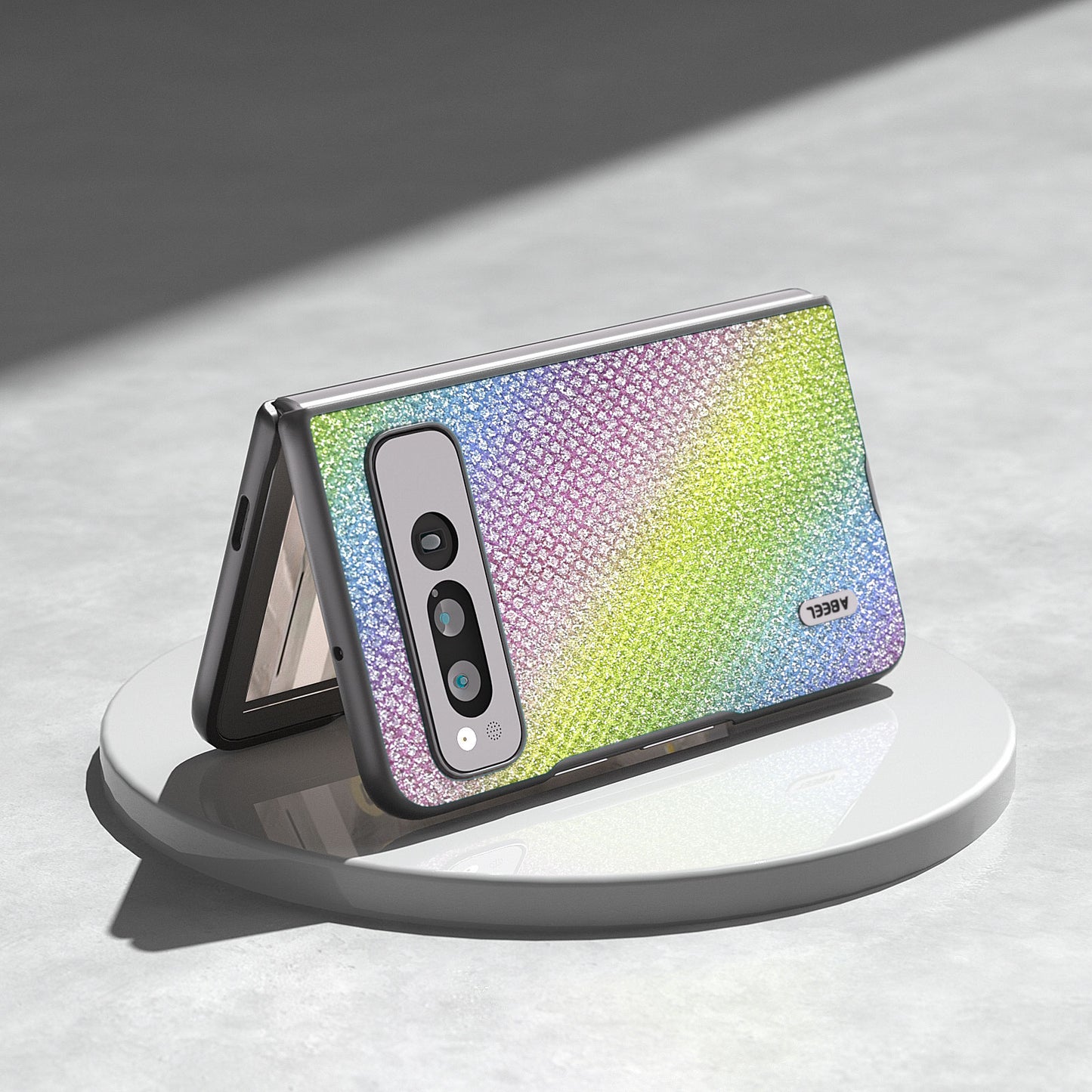 Uniqkart for Google Pixel Fold PU Leather+PC Slim Cover Rhinestone Texture Phone Case - Multi-color