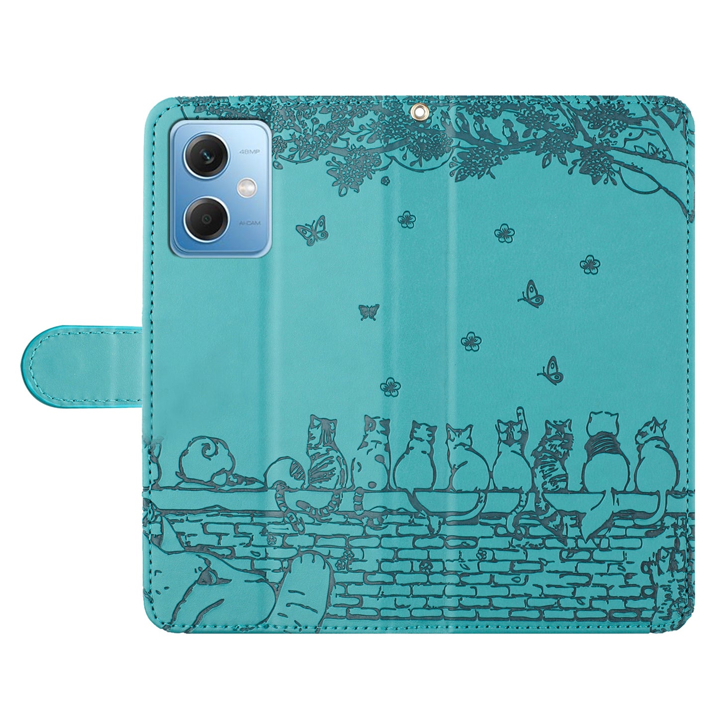 Uniqkart for Xiaomi Redmi Note 12 5G (China) / (India) / (Global) / Poco X5 5G Stand Wallet Leather Case Imprinted Phone Cover with Strap - Blue