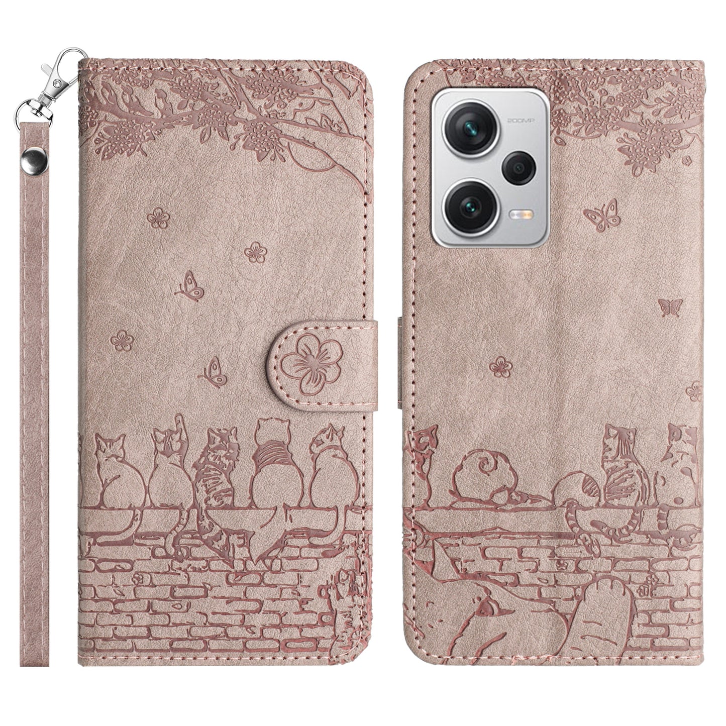 Uniqkart for Xiaomi Redmi Note 12 Pro 5G / 12 Pro Speed 5G / Poco X5 Pro 5G Imprinted PU Leather Phone Case Wallet Stand Cover with Strap - Smoky Purple