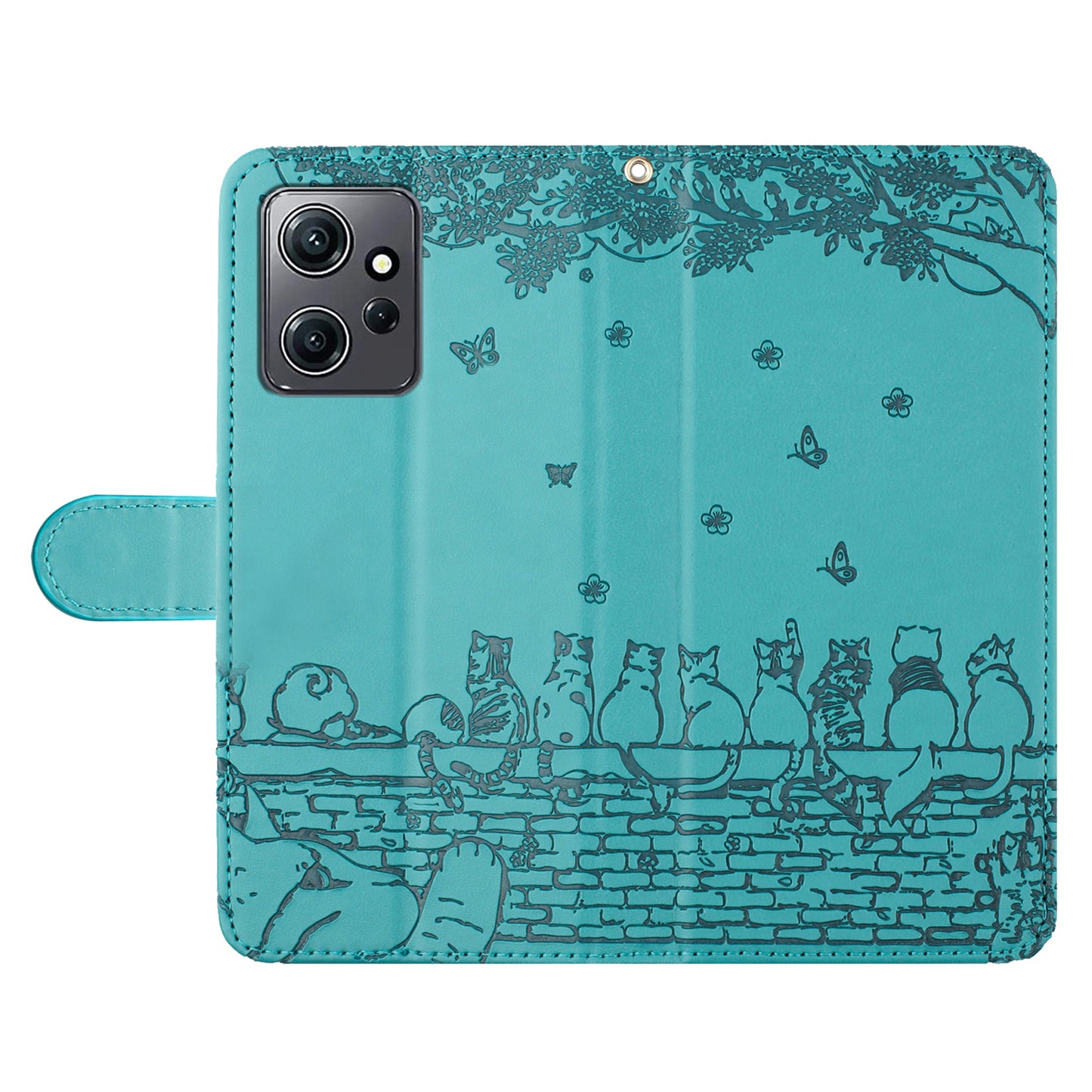 Uniqkart for Xiaomi Redmi Note 12 4G Stand Wallet Case Wall Cats Imprinted PU Leather Phone Cover with Strap - Blue