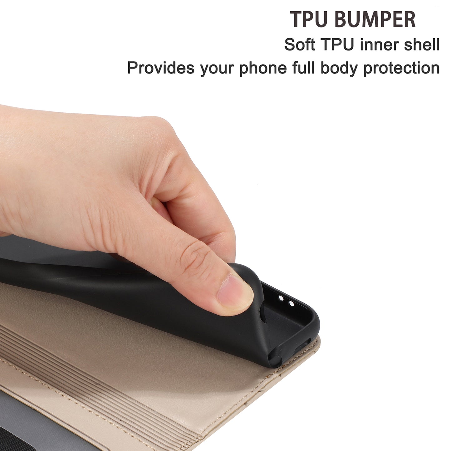 Wall Cats Imprinted Phone Cover for iPhone 15 , Stand Wallet Anti-drop Leather Case with Strap - Apricot