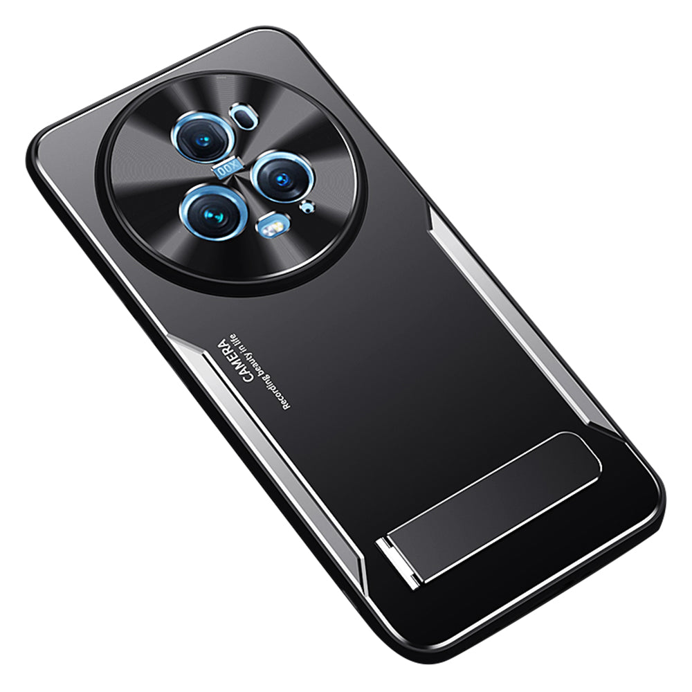 Uniqkart for Honor Magic5 Pro Shockproof Phone Cover Kickstand TPU+Aluminium Alloy Cell Phone Shell Case - Silver