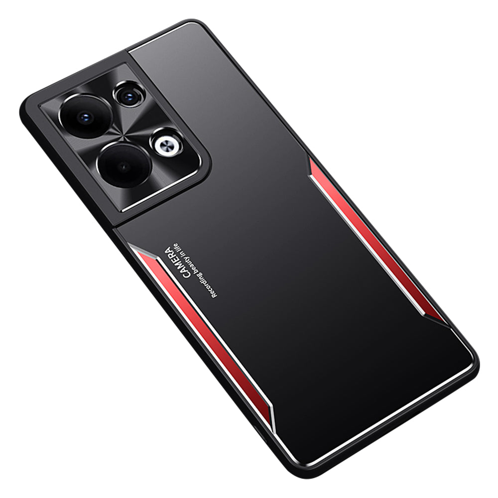 Uniqkart for Oppo Reno9 Pro+ 5G Drop Protection Aluminum Alloy + TPU Phone Cover Slim-fit Mobile Phone Case - Red