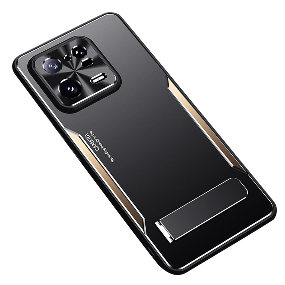 TPU+Aluminium Alloy Phone Case for Xiaomi 13 Pro 5G , Kickstand Anti-Scratch Phone Cover - Gold