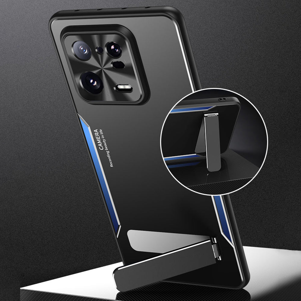 TPU+Aluminium Alloy Phone Case for Xiaomi 13 Pro 5G , Kickstand Anti-Scratch Phone Cover - Gold