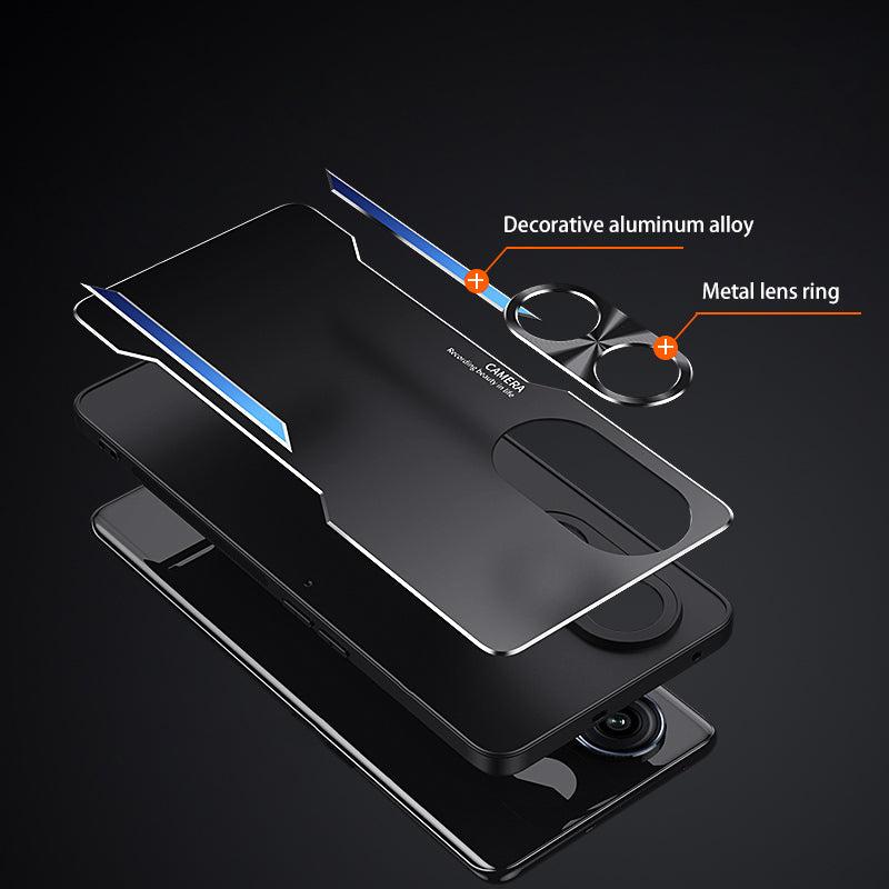 Uniqkart for Oppo A1 Pro 5G / A98 5G / Reno8 T 5G Raised Edge Protection Phone Case Aluminum Alloy + TPU Mobile Phone Cover - Red