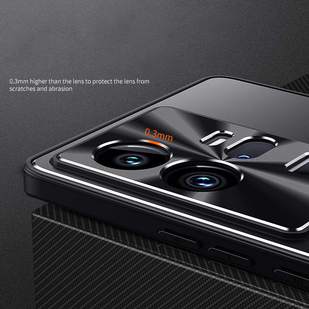 Uniqkart for vivo iQOO 11 Pro 5G Soft TPU + Hard Aluminium Alloy Anti-fall Cover Shockproof Phone Case - Gold