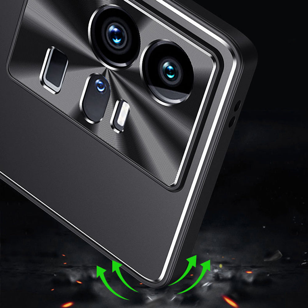 Kickstand Phone Case for vivo iQOO 11 Pro 5G , Soft TPU + Hard Aluminium Alloy Anti-fall Cover - Blue