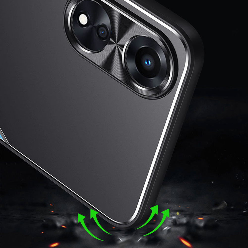 Uniqkart for Oppo A58 5G Kickstand Phone Case Aluminum Alloy Soft TPU Lens Protection Cover - Gold