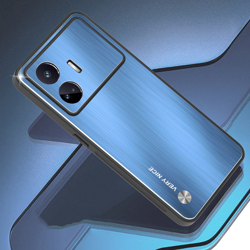 Uniqkart for Realme GT Neo5 SE 5G Scratch Resistant Aluminum Alloy+TPU Mobile Phone Case Brushed Cover - Blue
