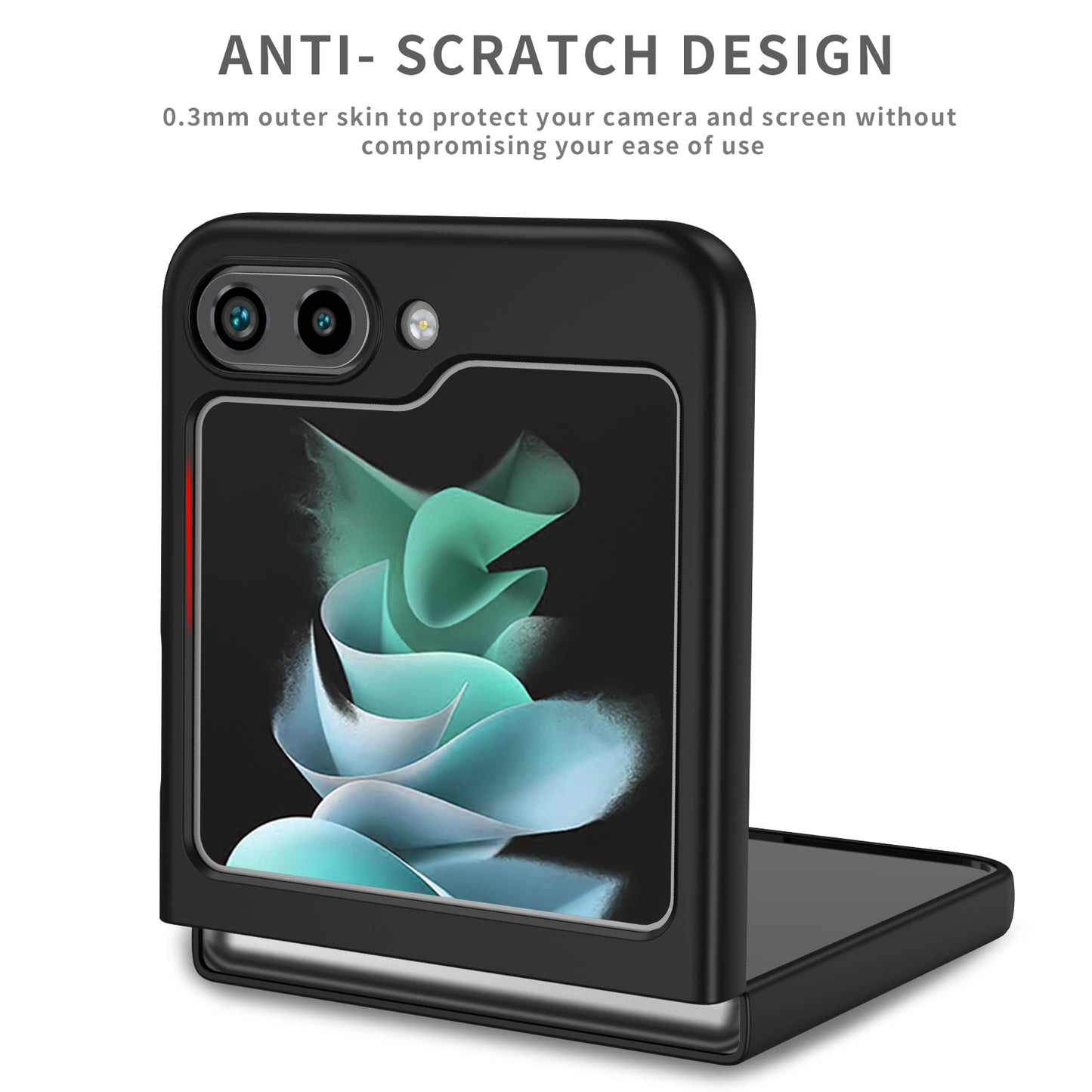 Uniqkart for Samsung Galaxy Z Flip5 5G Hard PC Phone Case Ring Kickstand Cover Support Magnetic Car Mount - Black