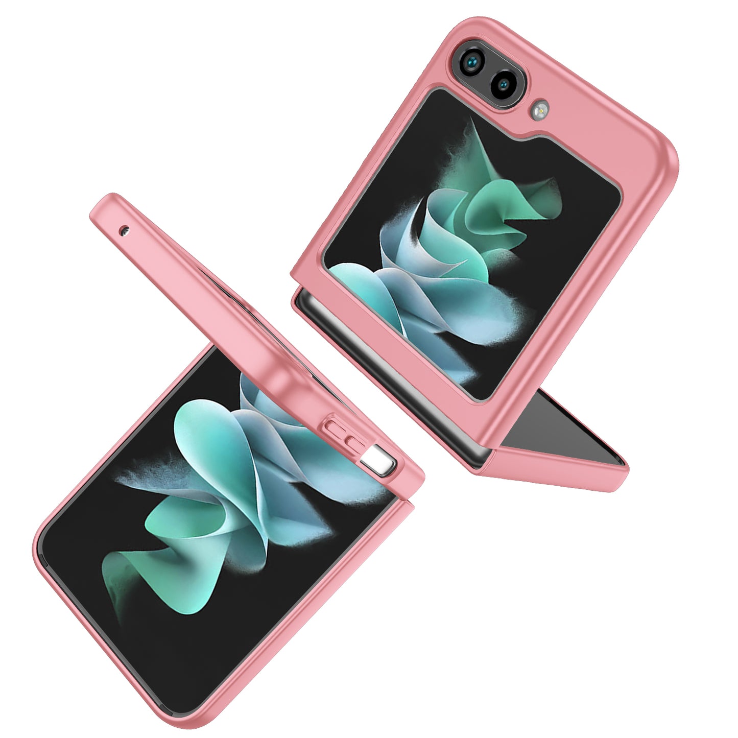 Uniqkart for Samsung Galaxy Z Flip5 5G Hard PC Phone Case Ring Kickstand Cover Support Magnetic Car Mount - Pink