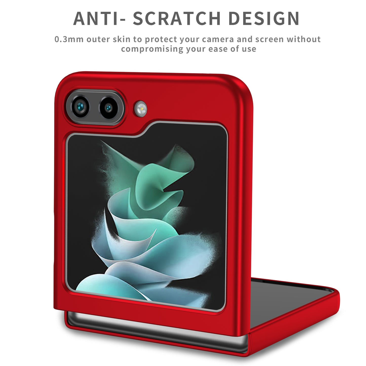 Uniqkart for Samsung Galaxy Z Flip5 5G Hard PC Phone Case Ring Kickstand Cover Support Magnetic Car Mount - Red