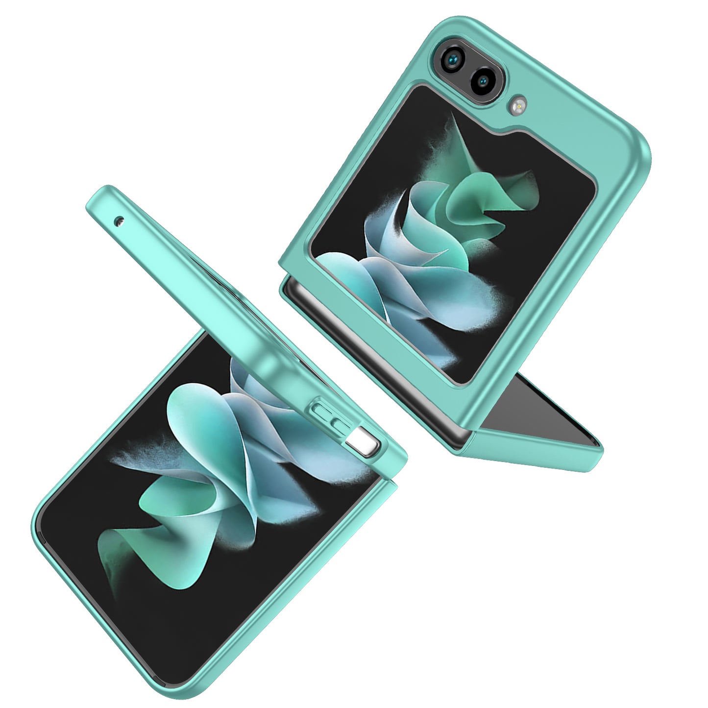 Uniqkart for Samsung Galaxy Z Flip5 5G Hard PC Phone Case Ring Kickstand Cover Support Magnetic Car Mount - Sky Blue