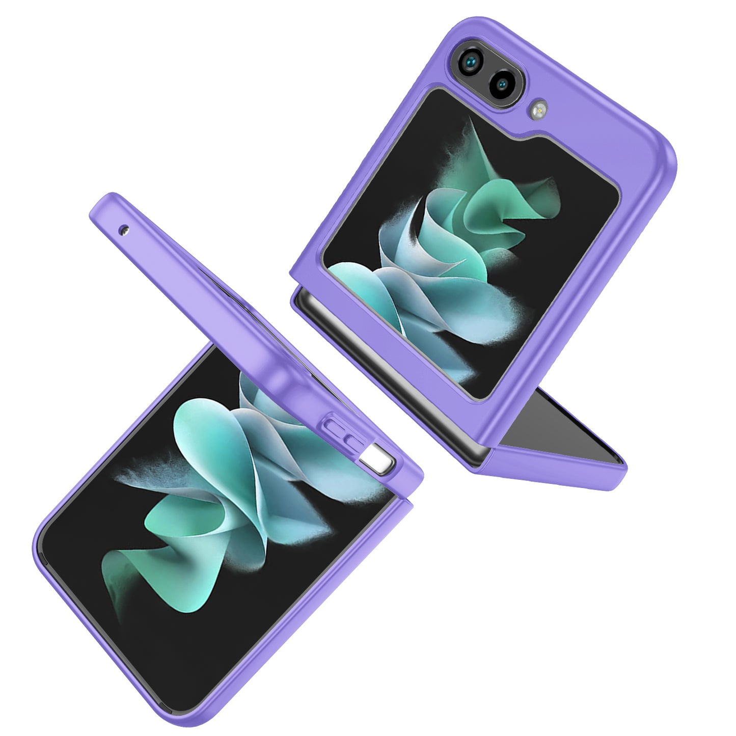 Uniqkart for Samsung Galaxy Z Flip5 5G Hard PC Phone Case Ring Kickstand Cover Support Magnetic Car Mount - Purple