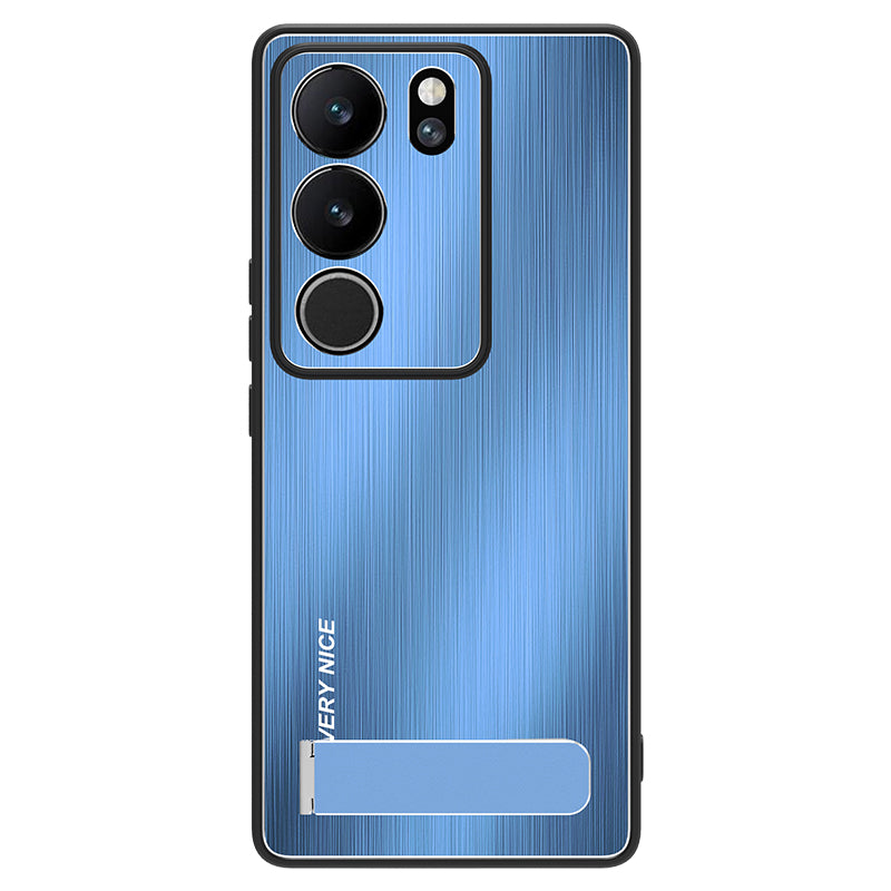 Uniqkart for vivo S17 5G / S17 Pro 5G Phone Case TPU+Aluminium Alloy Brushed Anti-scratch Cover with Kickstand - Silver