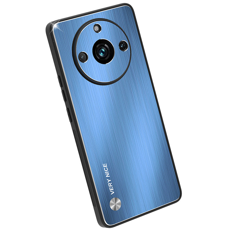 Uniqkart for Realme 11 Pro 5G / 11 Pro+ 5G Protective Case Aluminum Alloy+TPU Brushed Mobile Phone Cover - Blue