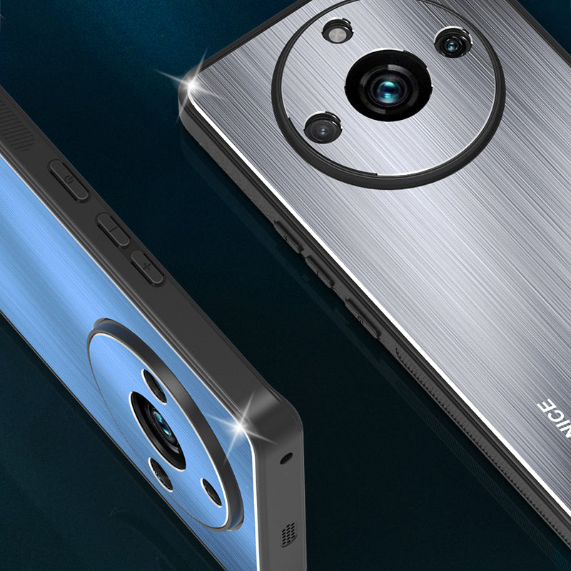 Uniqkart for Realme 11 Pro 5G / 11 Pro+ 5G Protective Case Aluminum Alloy+TPU Brushed Mobile Phone Cover - Silver