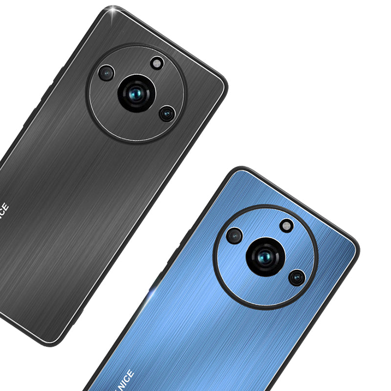 Uniqkart for Realme 11 Pro 5G / 11 Pro+ 5G Protective Case Aluminum Alloy+TPU Brushed Mobile Phone Cover - Silver