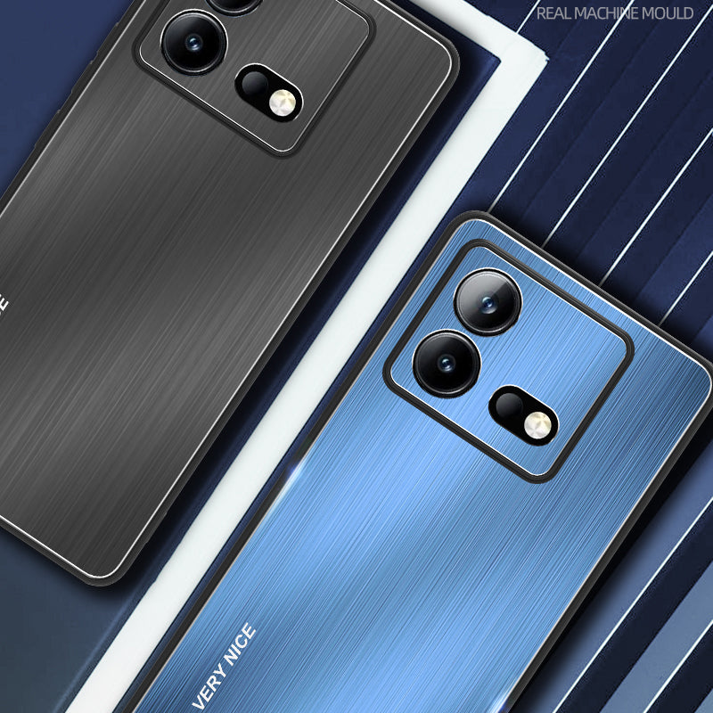 Uniqkart for vivo iQOO Neo8 5G Aluminium Alloy Back + TPU Frame Phone Case Brushed Anti-scratch Cover - Blue