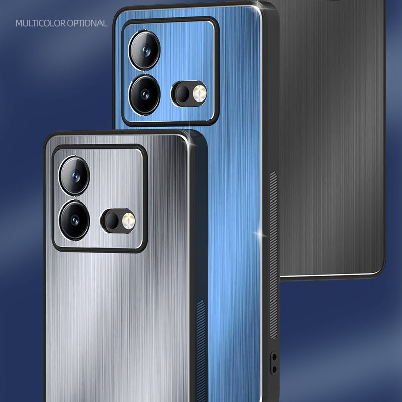 Uniqkart for vivo iQOO Neo8 5G Aluminium Alloy Back + TPU Frame Phone Case Brushed Anti-scratch Cover - Black