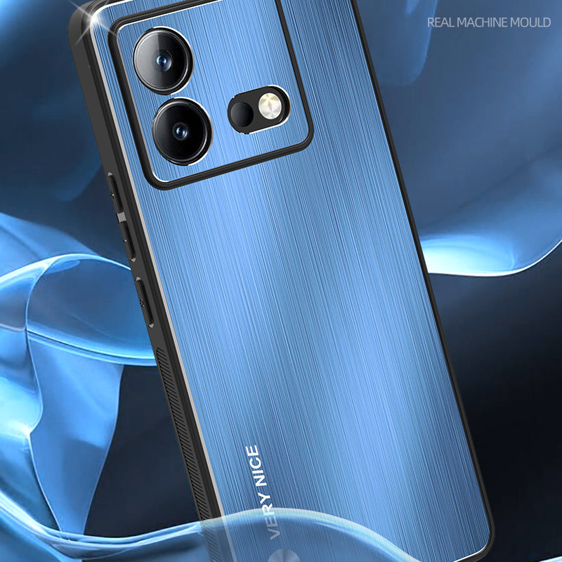 Uniqkart for vivo iQOO Neo8 5G Aluminium Alloy Back + TPU Frame Phone Case Brushed Anti-scratch Cover - Black