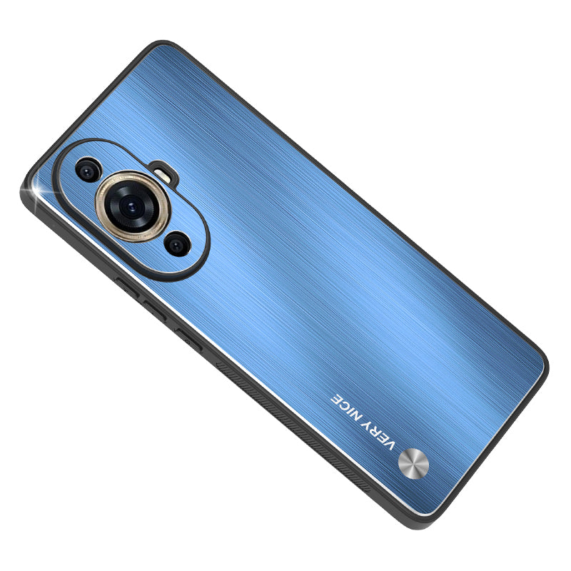 Uniqkart for Huawei nova 11 Aluminium Alloy+TPU Phone Case Brushed Drop-proof Cover - Blue