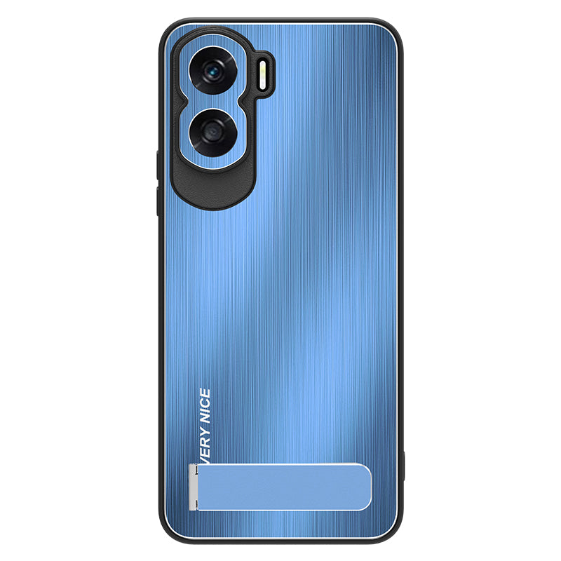 Uniqkart for Honor X50i Kickstand Phone Case TPU+Aluminium Alloy Brushed Anti-scratch Cover - Blue
