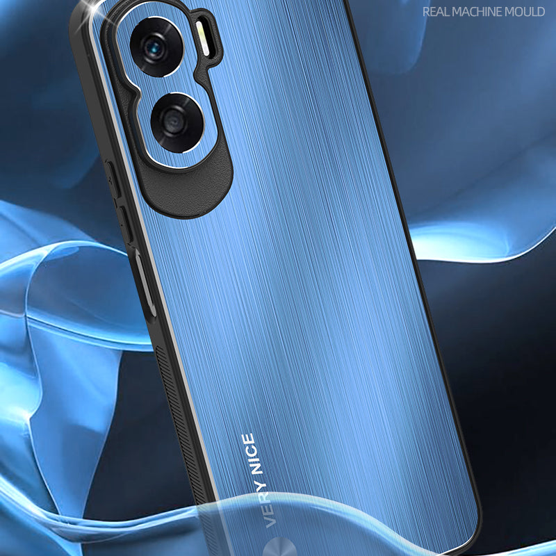 Uniqkart for Honor X50i Aluminium Alloy + TPU Phone Case Shockproof Brushed Back Cover - Silver