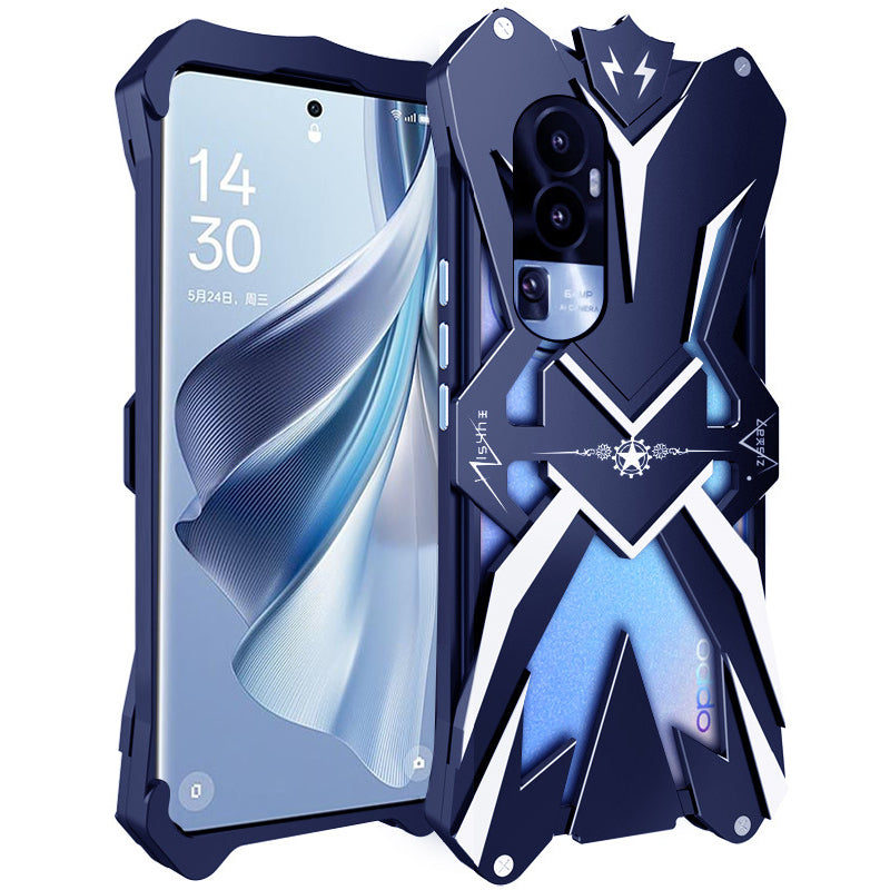 Uniqkart for Oppo Reno10 Pro 5G Aluminum Alloy Phone Case Heavy Duty Armor Drop Resistant Cover