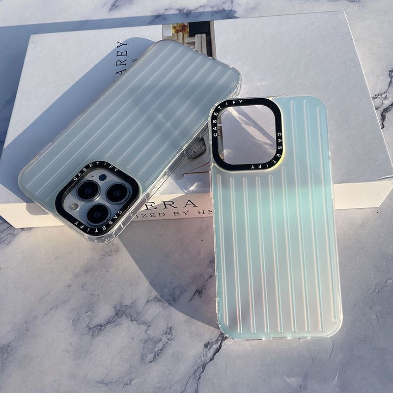 Uniqkart for iPhone 12 Pro Max 6.7 inch Laser Gradient Phone Cover Suitcase Shape Matte Hard PC Phone Case