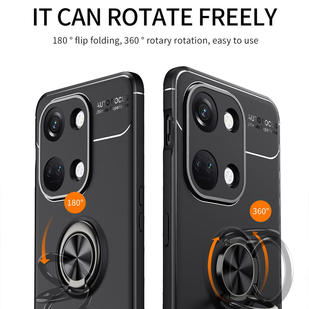 Back Cover for OnePlus Ace 2V / Nord 3 5G Kickstand TPU Phone Case Ring Holder Phone Back Shell - Black  /  Red