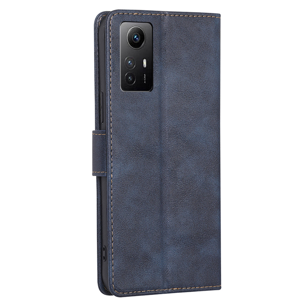 Uniqkart for Xiaomi Redmi Note 12S 4G PU Leather Wallet Case RFID Blocking Flip Stand Phone Cover - Blue