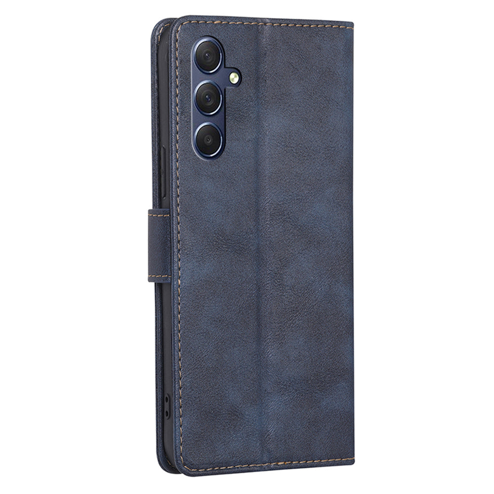 Uniqkart for Samsung Galaxy M54 / F54 5G RFID Blocking Wallet Phone Case PU Leather Stand Cover - Blue