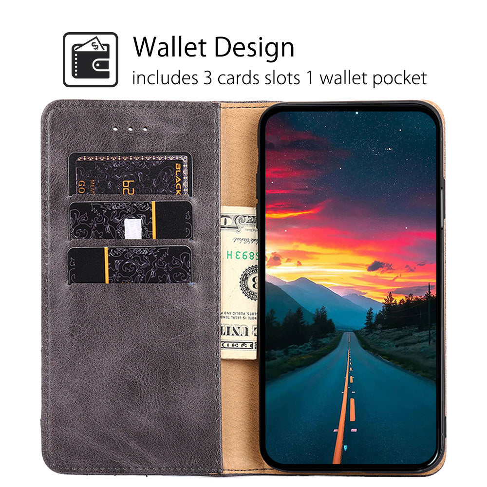 Uniqkart for Xiaomi Redmi Note 12S 4G Anti-Scratch Wallet Stand PU Leather Shell Triangle Stitching Line Phone Case - Grey